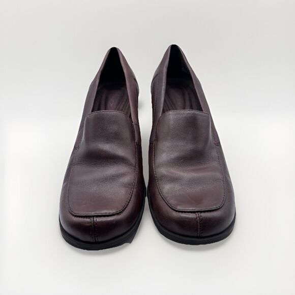 Croft & Barrow Womens Brown Chantal Leather Slip On Block Heel Shoes Size 7M - Picture 1 of 10